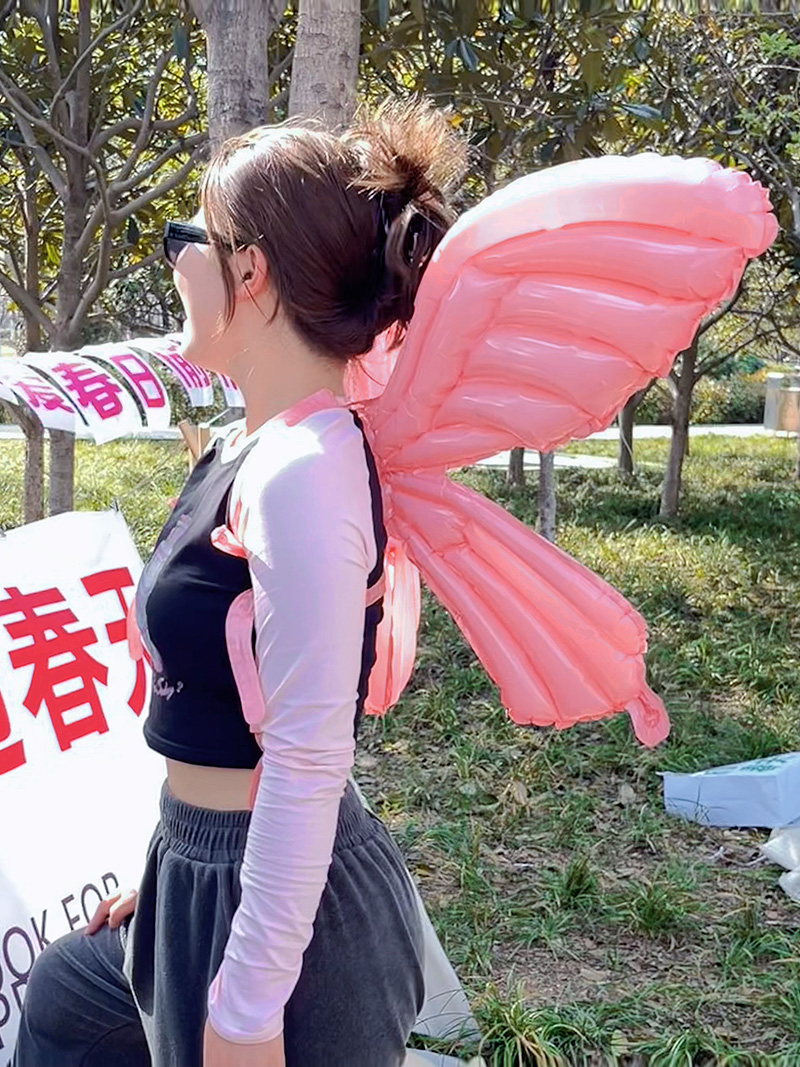 网红蝴蝶翅膀气球天使儿童拍照户外春游男孩女孩生日装饰场景布置
