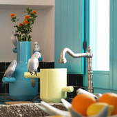 LLADRO雅致 择木而栖鹦鹉派对创意花瓶礼物家居摆件饰品乔迁礼物