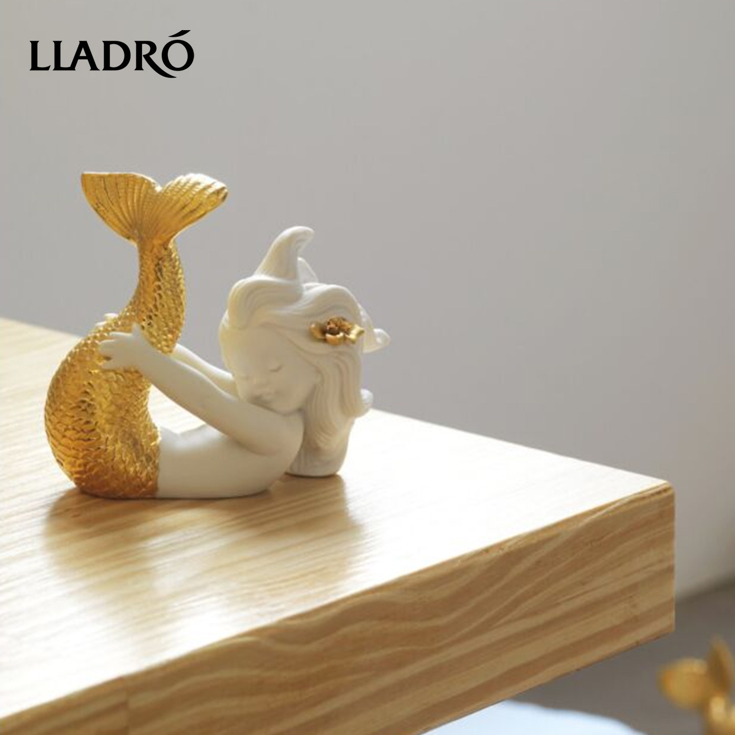 LLADRO雅致 烂漫苏醒小美人鱼瓷偶 欧式家居饰品摆件出生礼品