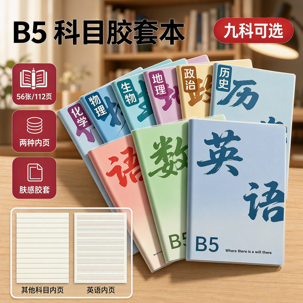 初中生开学B5九科笔记本