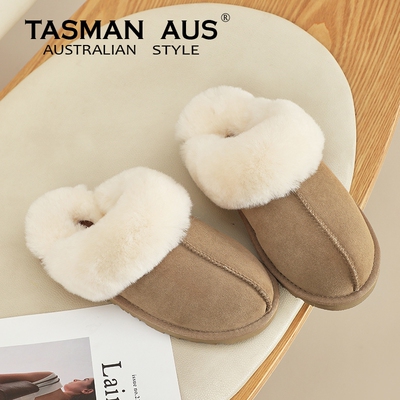 TASMAN AUS翻毛一线拖鞋女冬季加绒保暖居家用毛毛绒厚底5896