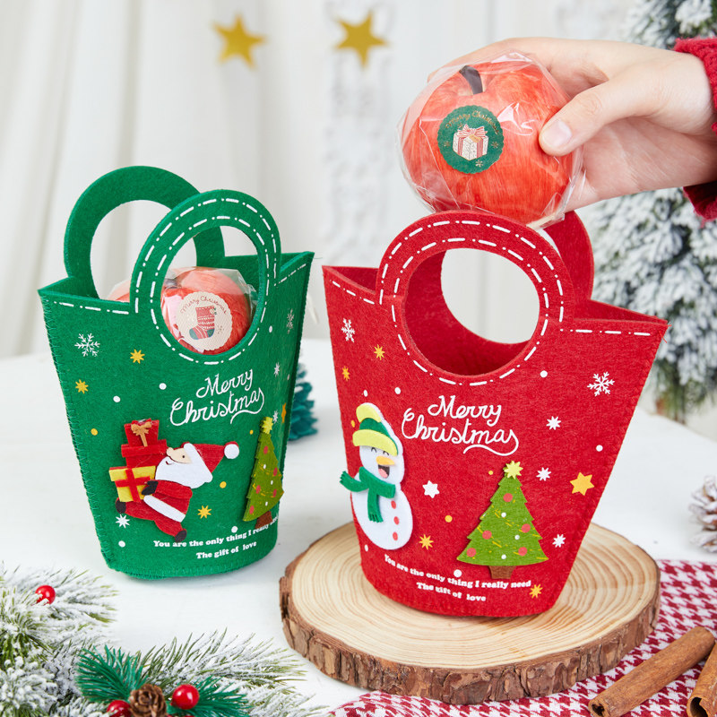 圣诞礼物袋手提苹果袋儿童礼物装饰袋无纺布袋烘焙饼干糖果手拎袋