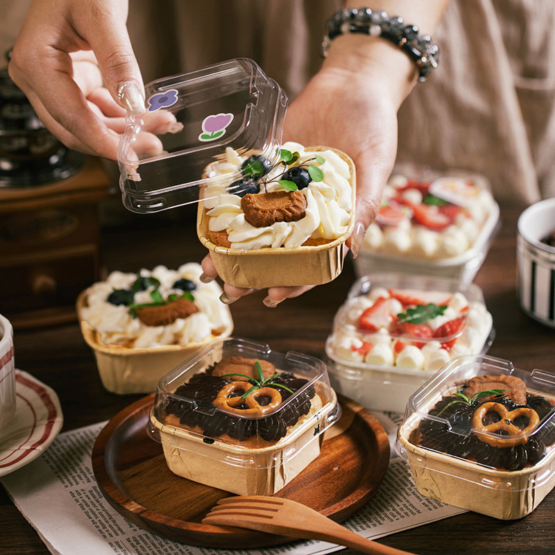 夏日甜点盒烘焙耐高温纸杯蛋糕打包盒千层慕斯一次性带盖方托纸盒,厨房/烹饪用具,甜品打包盒/杯,淘宝优惠券,粉丝福利购,淘宝优惠卷