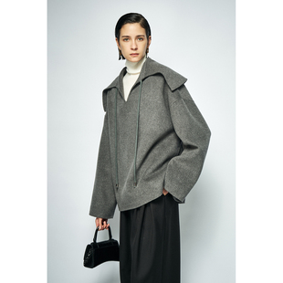 SailingLUO 大翻领ROW风毛呢短外套 超细100.%羊毛简约廓形卫衣式