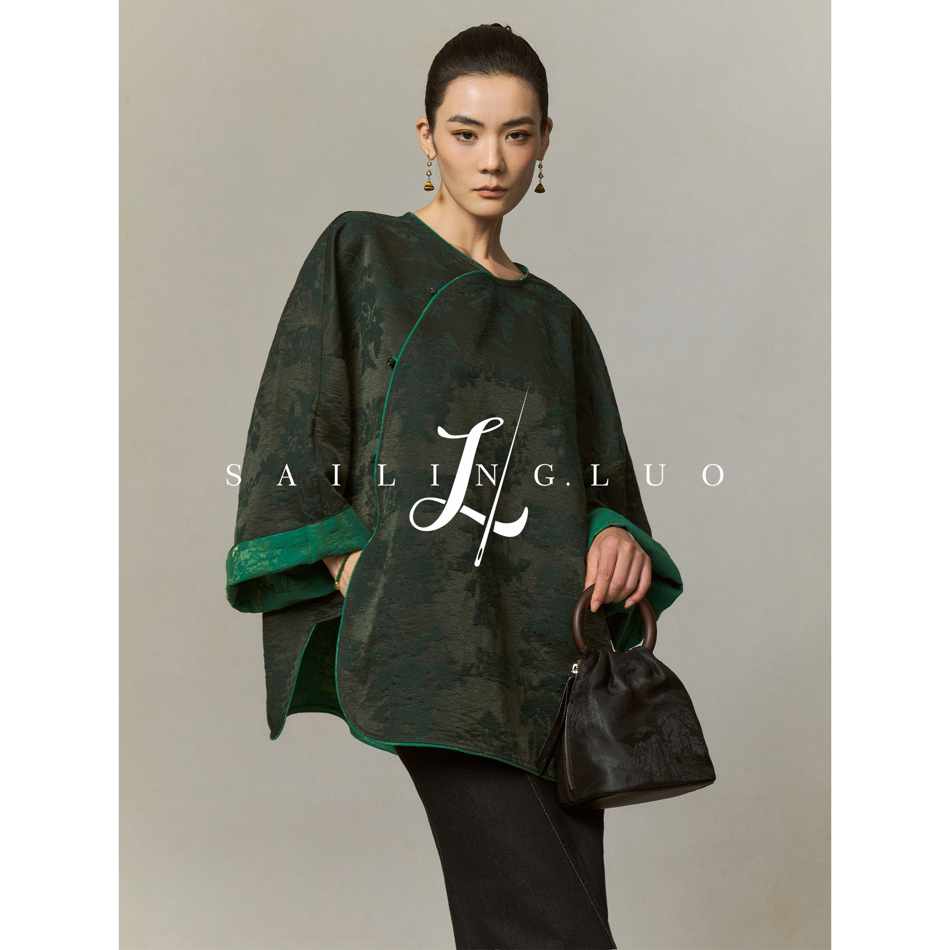 南笙锦国风圆领斜襟中式上衣