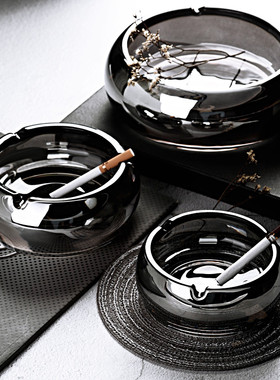 轻奢水晶玻璃烟灰缸家用客厅简约雪茄烟碟创意办公室透明烟缸大号