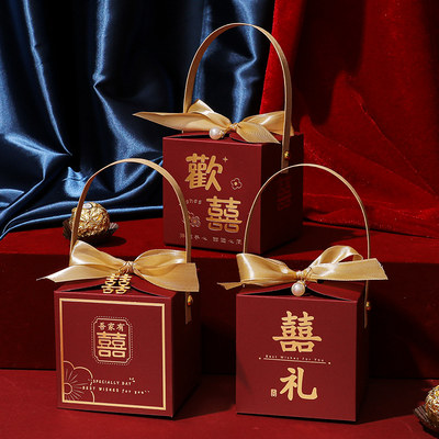 中式2023婚礼手提结婚喜糖盒子