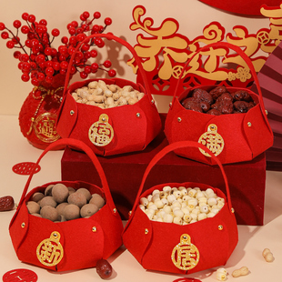 饰布置用品手提摆件干果盒新房乔迁搬家入伙新居装 乔迁之喜装 饰品
