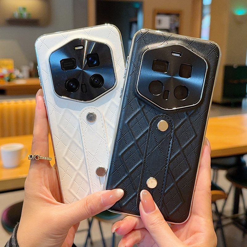 适用荣耀Magic7RSR手机壳轻奢个性质感菱格双色Magic6RSR保护套高档小红书同款潮流简约电镀银色边