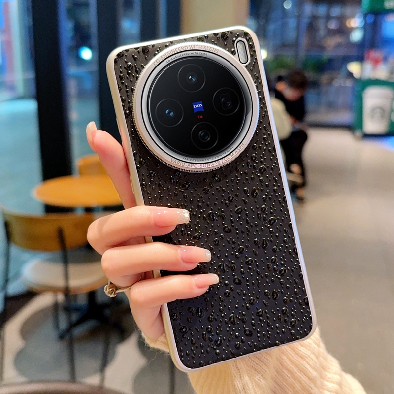 适用于vivoX200手机壳全包防摔奢华简约三包壳X200pro保护套网红高档皮质X200promini雨珠女款