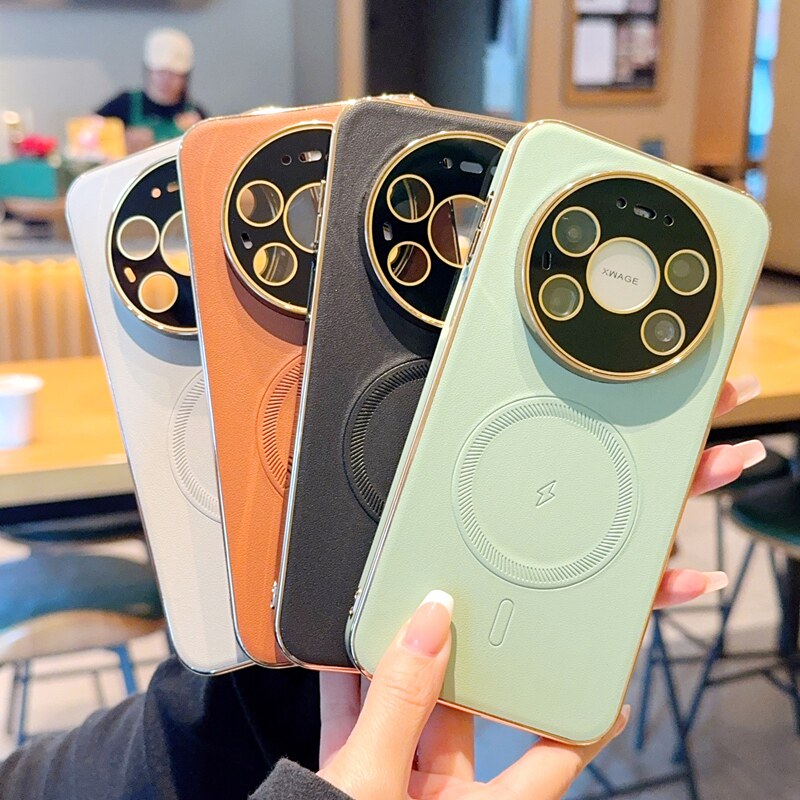 适用华为Mate80手机壳奢华新款电镀皮纹Mate80pro保护套Mate80promax磁吸无边框余晖系列