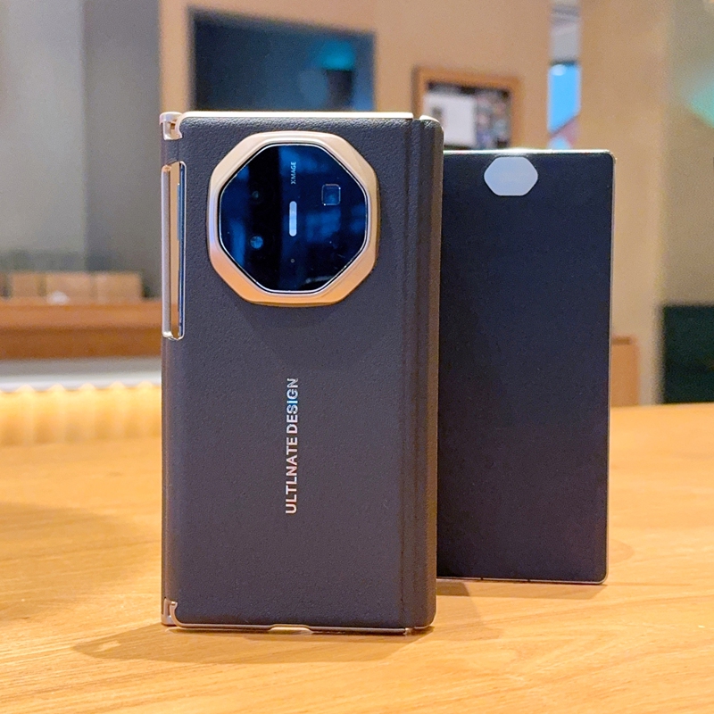 适用华为MateXT手机壳全包简约防摔创意超薄荔枝纹华为MateXTs折叠屏保护套网红时尚磁吸电镀包中轴