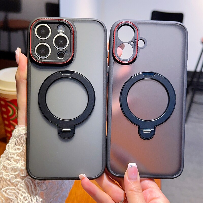 适用iPhone16手机壳全包防摔徕卡系列红圈镜头iPhone15/16Pro保护套高级感iPhone15ProMax简约磁吸旋转支架