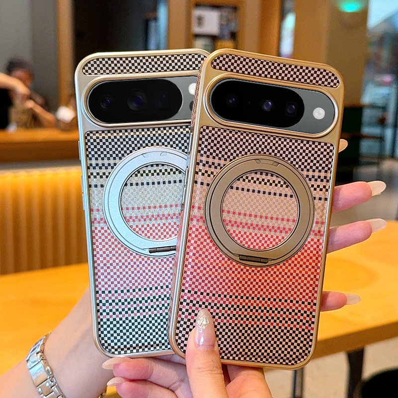 适用谷歌GooglePixel10手机壳全包七彩银棕谷歌10pro旋转支架谷歌Pixel10proXL保护套高级感磁吸电镀侧贴