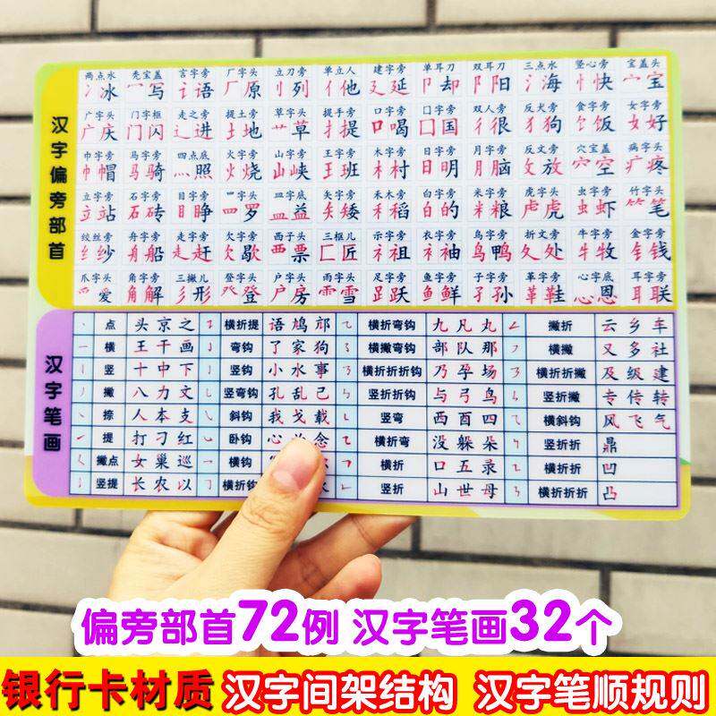 汉字偏旁部首卡片笔顺笔画小学生儿童语文汉字笔顺规则间架结构卡怎么样,好用不?