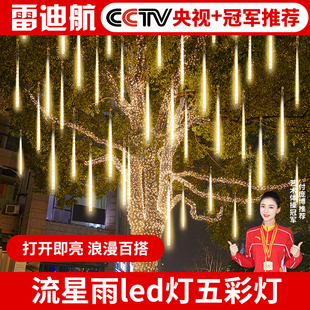 流星雨led灯五彩灯闪灯串灯满天星户外防水氛围装饰挂树灯景观灯