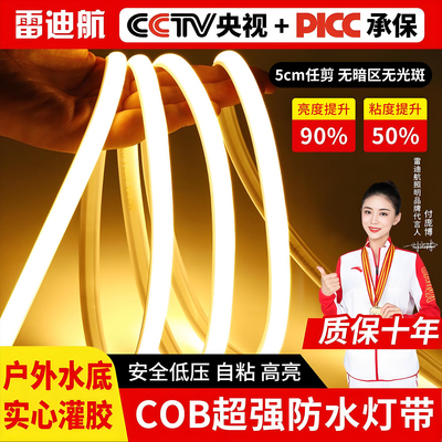 实心灌胶灯带cob硅胶水底户外