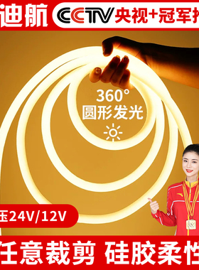 12V霓虹柔性软灯带led24V线条灯管圆形360度装饰户外防水广告高亮