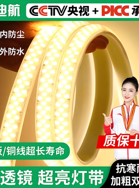 灯带led灯条超亮客厅吊顶家装三色变光软灯条户外防水线形灯220v