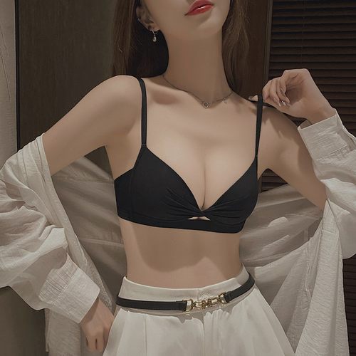 平胸内衣夏季薄款女小胸聚拢显大收副乳防下垂套装凉感无痕文胸罩 - 封面
