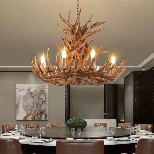 玲珑壁玺客厅北欧枝形树脂鹿角灯