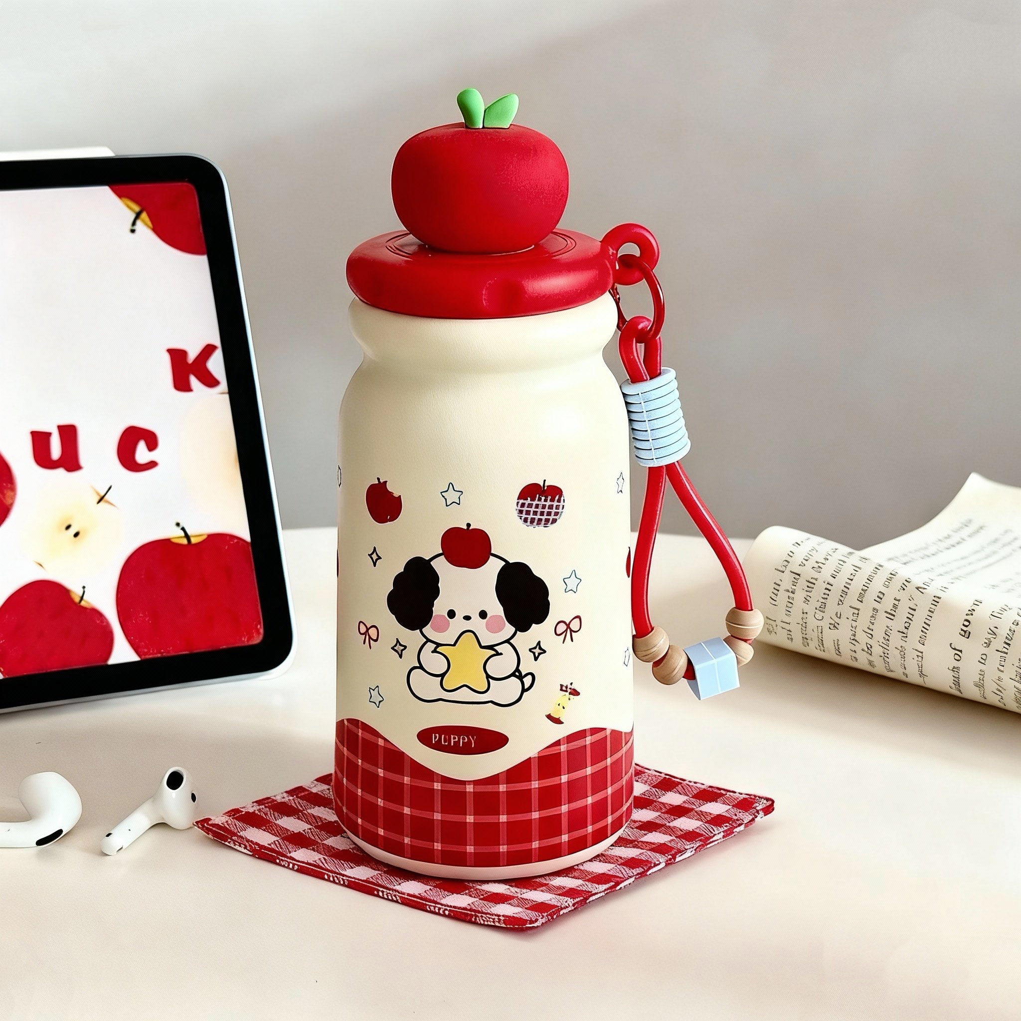 红苹果保温杯女生高颜值2025新款可爱学生便携316不锈钢吸管水杯,餐饮具,保冷/保温杯,淘宝优惠券,粉丝福利购,淘宝优惠卷