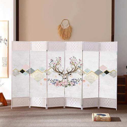 中式入户屏风隔断出租屋客厅简约现代折叠移动卧室屏风简易遮挡帘