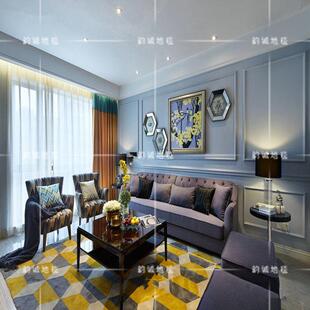 时尚简约地毯欧式客厅茶几沙发地毯中式卧室床边手工腈纶地毯