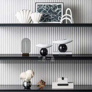 意式极简客厅电视背景墙酒柜书柜开放格摆件别墅酒店高级感软装