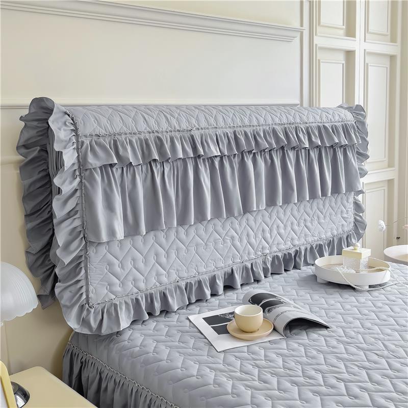 全包床头罩套简约纯色加厚夹棉布艺皮床床头保护罩出租屋床头改造