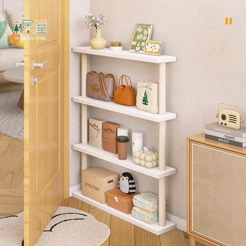 门后置物架超薄贴墙窄缝多层简易收纳层架化妆室极窄落地实木夹缝