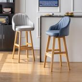 北欧吧台椅家用高凳子靠背实木椅子现代简约轻奢高脚凳酒吧椅吧凳