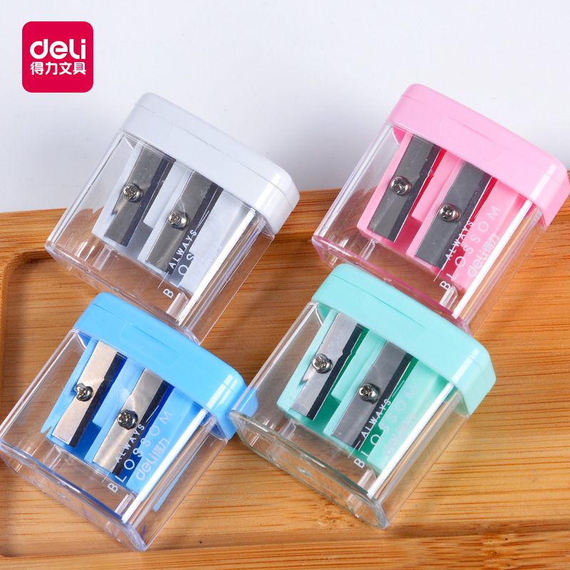 得力大三角铅笔专用卷笔刀削笔器洞洞铅笔粗杆削笔刀子大孔双孔转笔刀