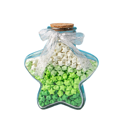 绿色系星星折纸条许愿星