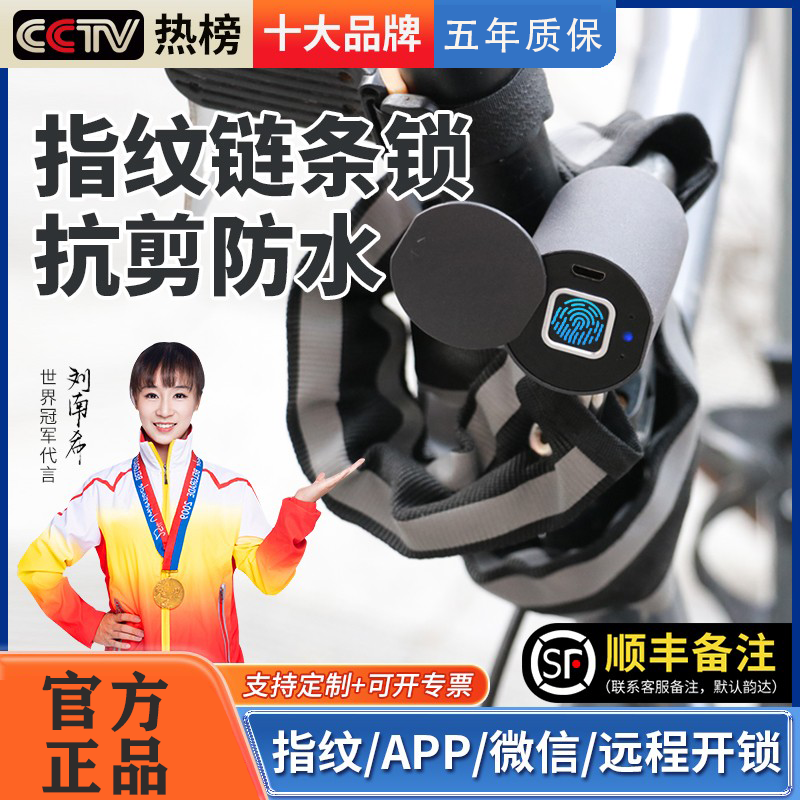 指纹自行车锁防盗电子密码链条锁电动电瓶摩托车山地智能铁链门锁