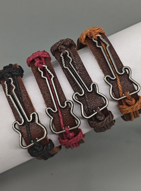 货源吉他手环可调节个性创意皮革手链美拉德民族欧美简约轻奢