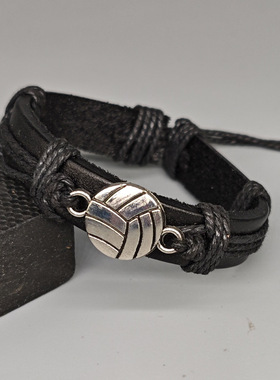 2026排球手环网红潮流流行简约手工编织男士运动手链合金球迷礼物