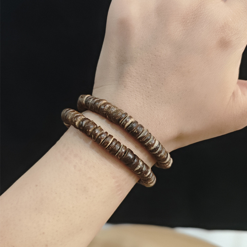 一件复古单串弹力椰壳字手链个性创意男简约手串货源饰品小众