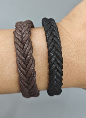 麻花编织蜡线复古做旧手链简约百搭情侣手绳可调学生可调