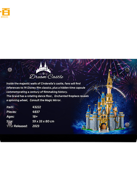 LYB乐一百适用乐高43222新款迪士尼城堡灰姑娘透明亚克力展示铭牌