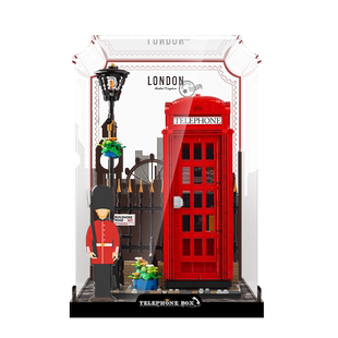 LYB乐一百适用IDEAS乐高21347伦敦红色电话亭透明亚克力展示盒
