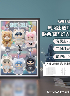 LYB适用泡泡玛特周深反深代词搪胶毛绒周边防尘收纳展示盒挂墙