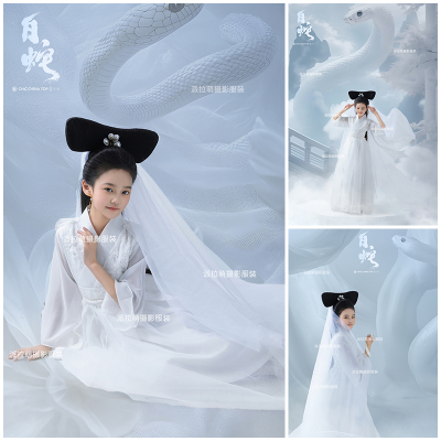 白蛇主题女童汉服拍照衣服
