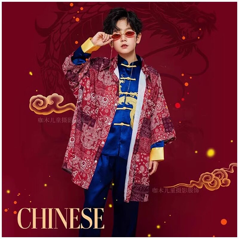 儿童摄影服装男大童龙年拍照衣服