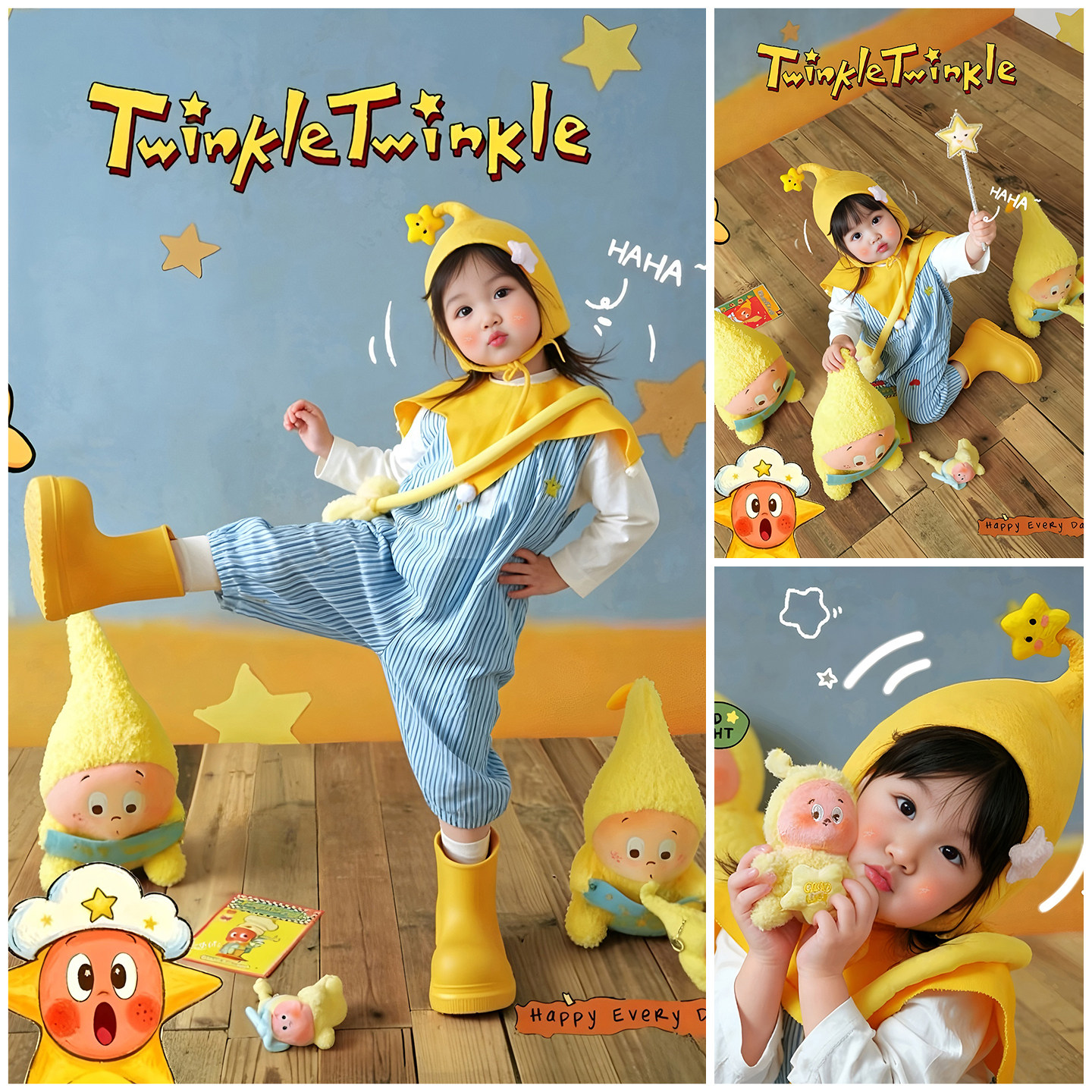 星星人玩偶道具宝宝摄影服装超萌星星人主题背景布影楼写真艺术照