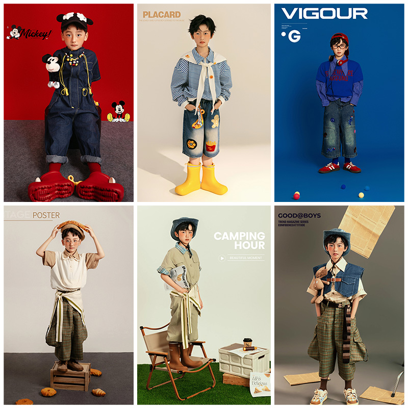 男孩潮童拍照衣服道具写真照