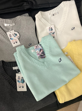 零度句号 多色jk制服马甲早春针织背心日系学院风V领套头毛衣女