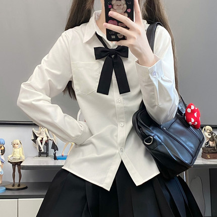 jk衬衫长袖基础款日系校供学院风制服套装叠穿打底班服白衬衫女夏