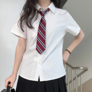 白衬衫 jk衬衫 女夏 学院风jk制服套装 基础款 叠穿打底收腰款 长袖 短袖