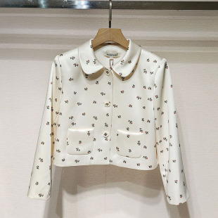 AX深圳南油2026春女装 外套S26002 XSJ1W05D翻领单排扣浪漫碎花短款